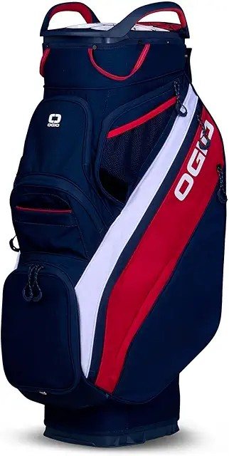 OGIO Golf Silencer Cart Bag — flagship 15-way molded top cart bag with patented Silencer Technology that locks each club to eliminate rattle, 11 pockets