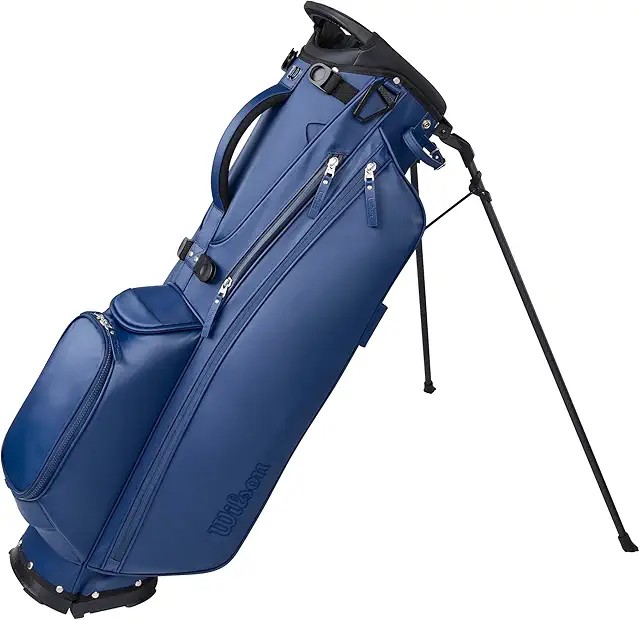 Wilson The 1914 Carry Stand Golf Bag — premium synthetic PU leather stand bag with carbon fiber legs, 360 degree double strap, magnetic rangefinder pocket